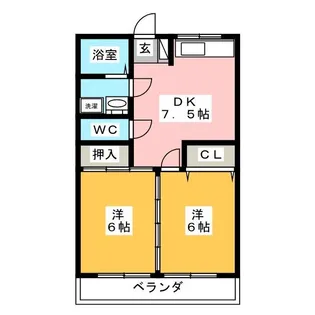 ひばりヶ丘マンションD【2階】の間取り