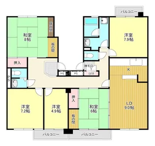 泉北鴨谷台三丁第二住宅2号棟【5階】の間取り