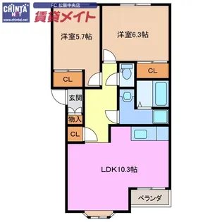ビューフォートII【1階】の間取り