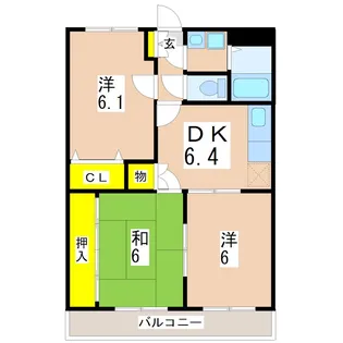 鹿児島県薩摩川内市中郷3【マンション】の間取り