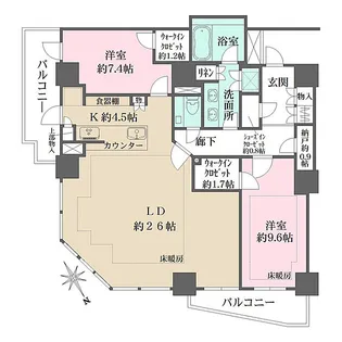 ザ・パークハウス三田ガーデンレジデンス&タワー【21階】の間取り