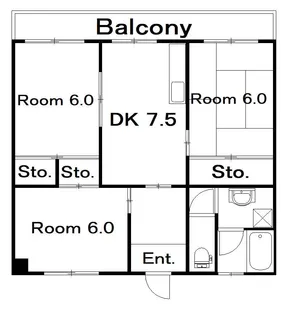 西山ハイツB棟【3階】の間取り