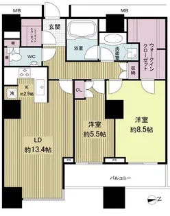 高輪ザ・レジデンス【27階】の間取り