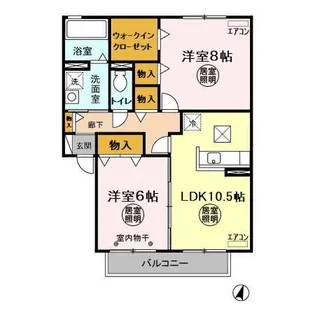 茨城県ひたちなか市はしかべ2【アパート】の間取り