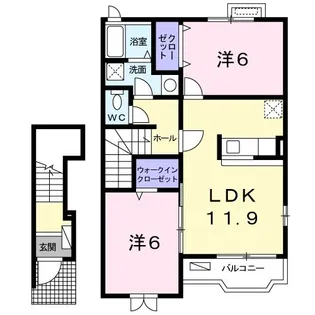 グランディールII-A【2階】の間取り