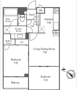 ミリアレジデンス乃木坂【2階】の間取り