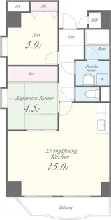 オーセント住之江【3階】の間取り