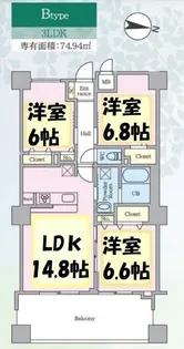 埼玉県越谷市南越谷2【マンション】の間取り