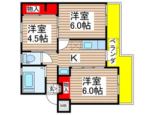 稲毛団地5号棟【2階】の間取り
