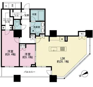 ザ・パークハウス西新宿タワー60【50階】の間取り