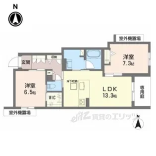シャーメゾン香芝ワイケイ【1階】の間取り