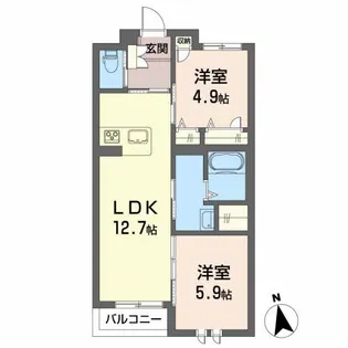 シャーメゾンガーデン福島 B【1階】の間取り