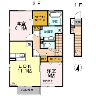 クローバーハウス D202【2階】の間取り