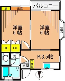 コーポかりがね【2階】の間取り