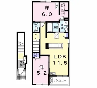 プレミアージュ粟野III【2階】の間取り