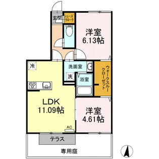 セジュールM A棟【1階】の間取り