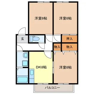 メルベーユ岩之谷【1階】の間取り