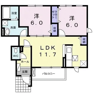 ベル・ヴィオラK【1階】の間取り