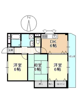 ヴィラ仲川【5階】の間取り