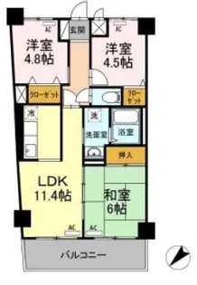 モニュメントスクウェア 参番館【1階】の間取り