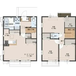 栃木県下野市緑1【一戸建】の間取り