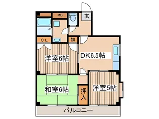 ニュ-グランドヒルズ弐番館【5階】の間取り