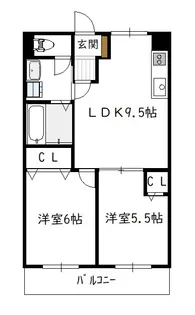 TSグランデ恒久南(2LDK)【1階】の間取り