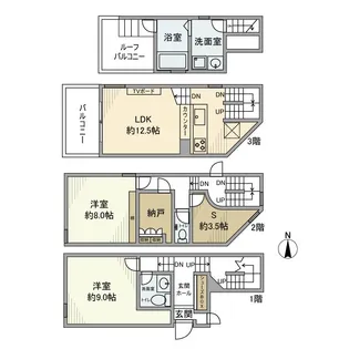 東京都目黒区下目黒2【一戸建】の間取り