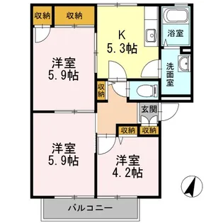 エクセル岸【1階】の間取り