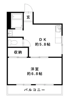 1DKの間取り画像