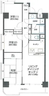 埼玉県草加市氷川町【マンション】の間取り