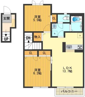 東京都八王子市元八王子町2【アパート】の間取り