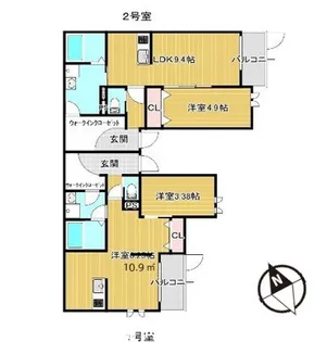 フローネル西新南【3階】の間取り