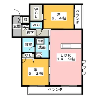 ノバイ芦原【1階】の間取り