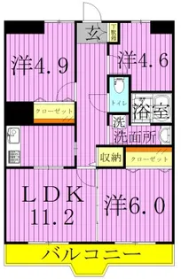 ルミエール西綾瀬【5階】の間取り