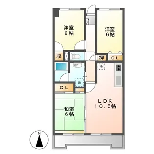 サンメゾン八熊【9階】の間取り