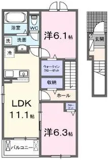 門田町アパート【2階】の間取り