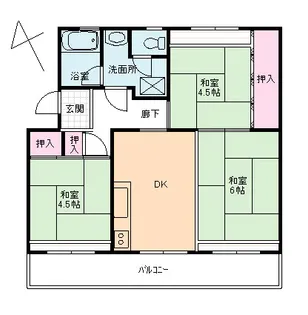 小室ハイランドCー17号棟【4階】の間取り