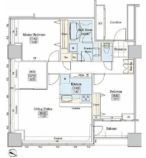 レジディアタワー上池袋(タワー棟)【13階】の間取り