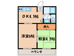 ハイツ奥村B棟【1階】の間取り