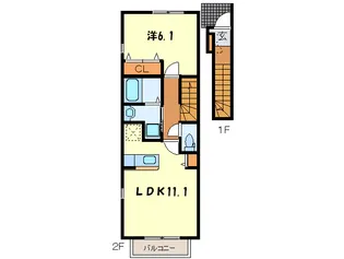ドゥ-・ビエント【2階】の間取り