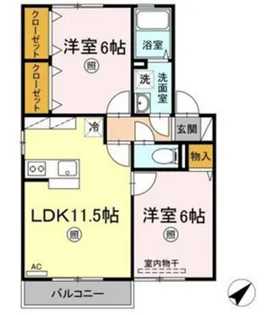 メルベーユコート B棟【2階】の間取り