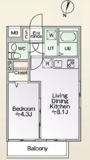グローリオシェルト仙川II【1階】の間取り