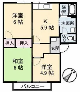 カサ・リンダ B棟【2階】の間取り