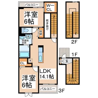 カルムメゾンI・II・IIIの間取り