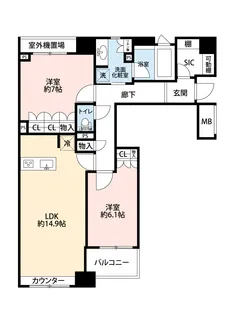 パークハウス エスプラナード【9階】の間取り
