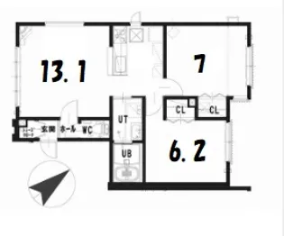 ルミエール 1・1III【1階】の間取り