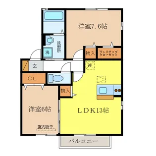 アッパルタメント ディ ソ-レ【2階】の間取り