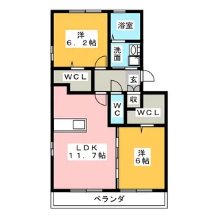 ドルチェ美濃太田【1階】の間取り