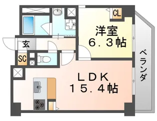 エタニティ江坂【3階】の間取り